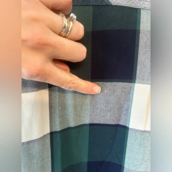 Merona plaid long sleeve button down green and blue size S - Picture 7 of 9